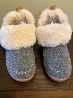 Dearfoam Faux Fur Cuff Grey & Cream Slip-On Bootie